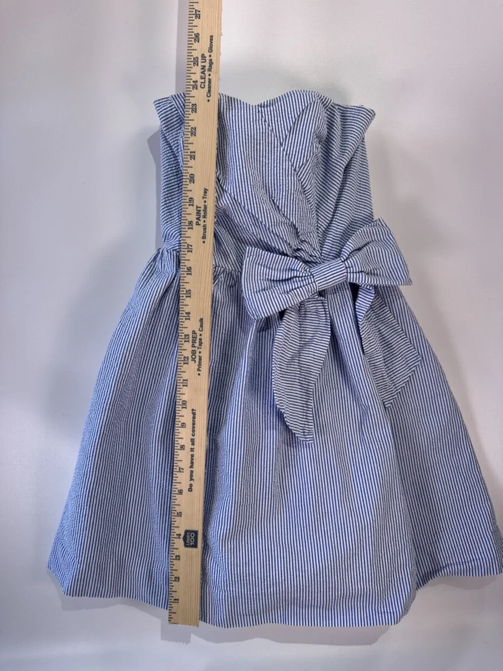 Lilly Pulitzer Womens Strapless Seersucker Bow Dress XS Blue - Picture 9 of 11